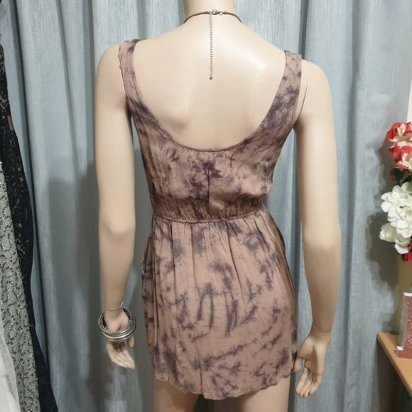 DOTTI AU-6 Brown Tie Dye Sleeveless Tunic / Short Dress - Very Good Condition - Picture 3 of 11